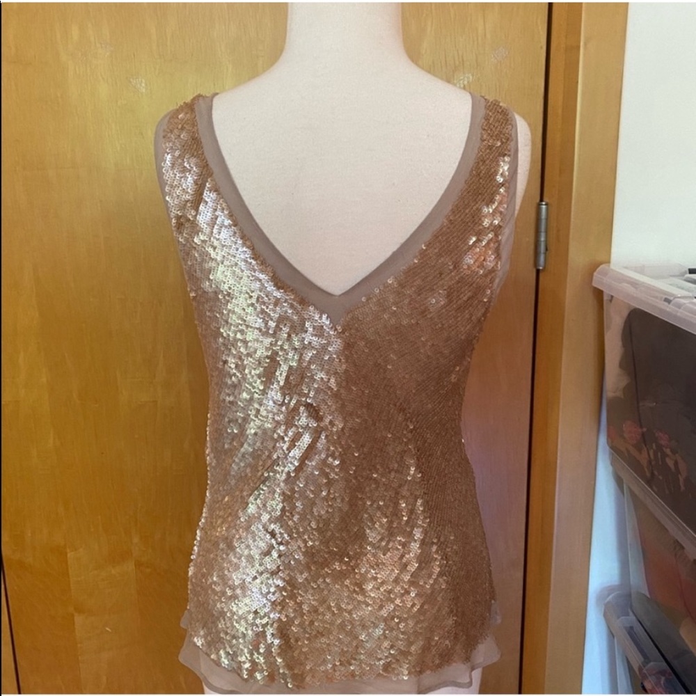 Adrianna Papell Gold Sequin V-Neck Top - Picture 3 of 5